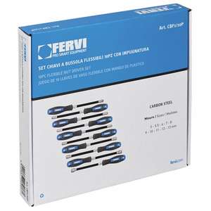 FERVI - CBF1/10P Flexible nut <b>driver</b> <b>set</b> with plastic handle (10 pcs.) - EAN 8012667289867 SOCKETS WITH HANDLE - Product Image 1