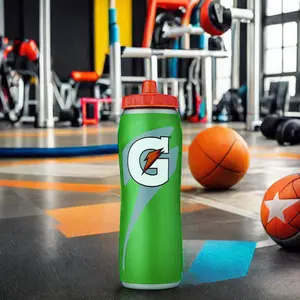 Gatorade botol Remas 32 Oz, desain pegangan mudah dengan kulit Gator hijau untuk kebugaran dan olahraga air termasuk tutup sekrup