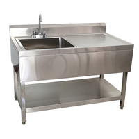 Wastafel gaya Eropa, peralatan dapur Stainless Steel komersial dengan rak bawah Makanan Cepat tahan karat desain baru