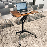 Bureau pour ordinateur portable ergonomique moderne à hauteur réglable, avec vérin hydraulique et manivelle pneumatique, design en bois, mobilier de bureau