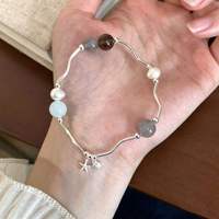 Bracelet élastique fait main avec perles, pierres de cristal, perles d'eau douce, étoiles de mer et coquillages, bijoux pour femmes