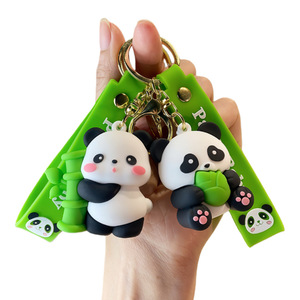 Wholesale Cute 3D PVC Keychain Cartoon Bamboo Giant <b>Panda</b> Holding Backpack Accessories Car Hanging Ornaments Small <b>Gifts</b> - Product Image 5