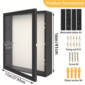 Produttore di cornici in legno personalizzate, cornici moderne quadrate per esposizione commemorativa, cornici a cassetta in legno nero. - Product Image 2