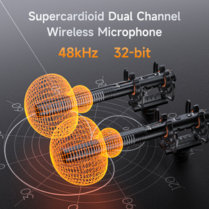 Microphone sans fil <span class=keywords><strong>COMICA</strong></span> VM40 2,4 G à double canal, super cardioïde omnidirectionnel, construction métallique, filaire et sans fil - Product Image 3