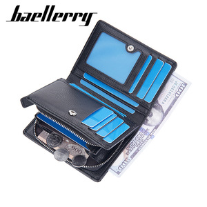 กระเป๋าสตางค์แบบสั้นสำหรับผู้ชายแบรนด์ Baellerry สีดำ หนังแท้ พร้อมช่องใส่เหรียญแบบซิป ใช้งานได้หลากหลายในชีวิตประจำวัน - Product Image 2