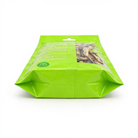 Sachet plat en mylar laminé à trois côtés avec fermeture éclair refermable, fenêtre transparente, imprimé sur mesure, recyclable, de qualité alimentaire, pour animaux de compagnie
