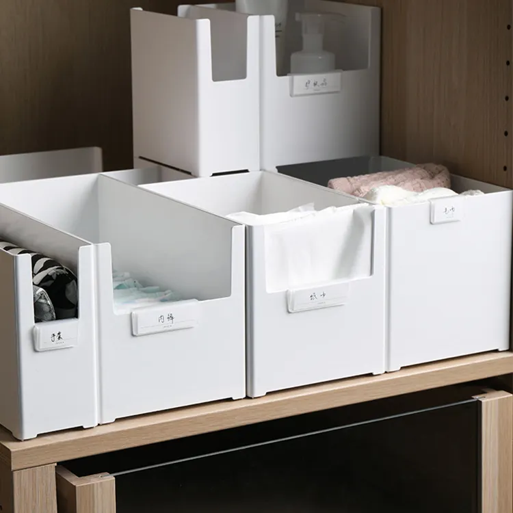 Maison cuisine bureau organisateur conteneur de stockage de style Japonais flexible blanc boîte de rangement en plastique