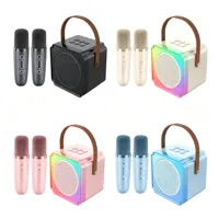 Enceinte Bluetooth portable K13 avec lumière ambiante RVB, deux microphones, karaoké sans fil pour enfants en extérieur, audio