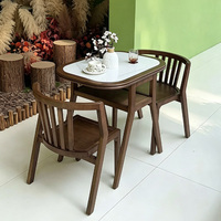 Mesa de Té Ovalada de Madera Maciza de Fábrica, Juego de Mesa de Comedor Pequeña que Ahorra Espacio para el Hogar y Área de Ocio