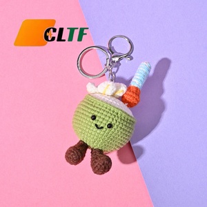 Llavero de Ganchillo Artesanal con Diseño de Taza de Agua de Coco, Bonito Colgante de Muñeco Amigurumi de Fruta, Accesorios para Mochila, Venta al por Mayor 2026 - Product Image 1