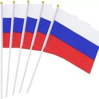 Russie main agitant le drapeau 14*21cm drapeau National petit drapeau Eluosi fait Polyester numérique imprimé fanion soie plastique arc-en-ciel