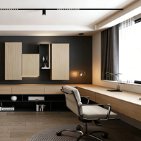 Bureau d'étude et bibliothèque tout-en-un en panneau écologique, style minimaliste moderne