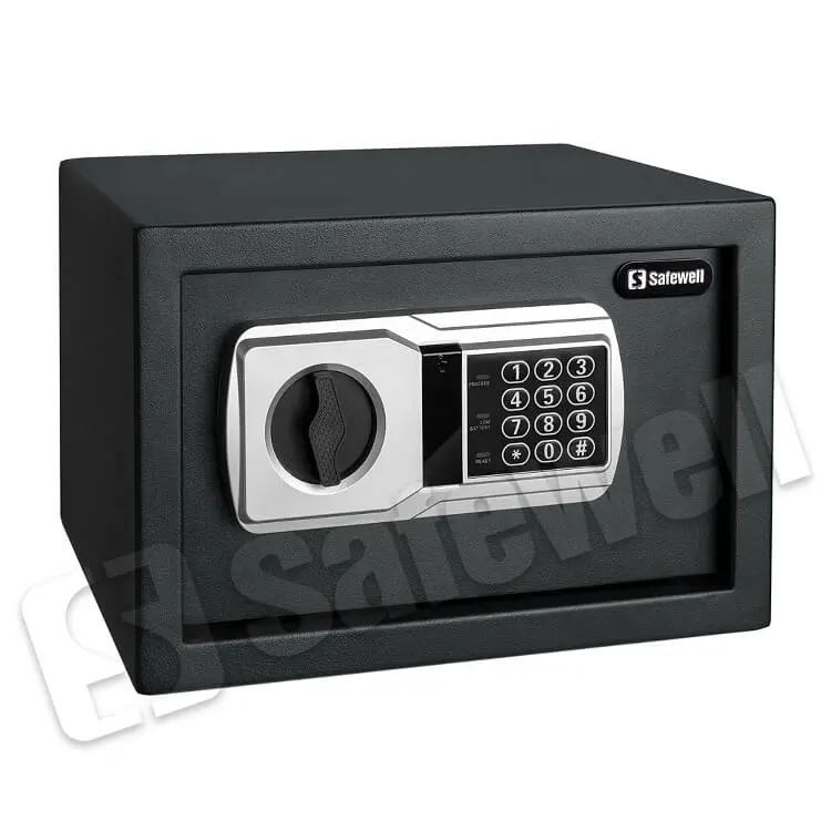 Safewell E1901E Kotak Penyimpanan Uang Tunai Mini, Baja Portabel Aman Kantor Murah Aman Digital dengan 2 Kunci