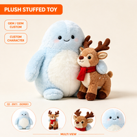 Peluche douce au toucher Monstre Blob Ventre Crème avec Écharpe Côtelée, Thème Rennes, pour Boutique de Cadeaux de Station de Ski