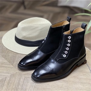 Botas Chelsea para hombre, botas de cuero Retro británicas hechas a mano para otoño e invierno, botas cortas clásicas, estilo Caballero - Product Image 2