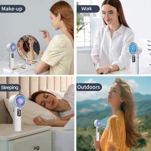 Ventilador de Mano Portátil Recargable USB de 3000 mAh con Pantalla LED Digital, 1-100 Velocidades, Enfriamiento por Aire, para Hogar y Auto - Product Image 5