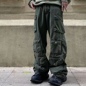 Personalizado Retro Multi-Bolso Baggy Casual Oversized <span class=keywords><strong>Cargo</strong></span> Pant Homens Hip Hop Estilo Streetwear Calças