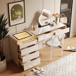 Tocador Beige moderno de alta calidad, tocador de madera de estilo crema <span class=keywords><strong>con</strong></span> <span class=keywords><strong>espejo</strong></span> <span class=keywords><strong>para</strong></span> <span class=keywords><strong>niñas</strong></span>, muebles populares <span class=keywords><strong>para</strong></span> el hogar, sillas cómodas - Product Image 4