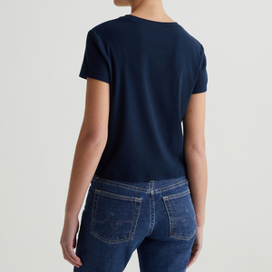 Camiseta <span class=keywords><strong>de</strong></span> Moda para <span class=keywords><strong>Mujer</strong></span> con Logotipo Personalizado, 100% Algodón, Manga Corta, Cuello Redondo, Camiseta Básica Cómoda para <span class=keywords><strong>Mujer</strong></span> - Product Image 5