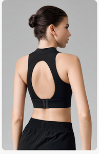 <span class=keywords><strong>Sujetador</strong></span> deportivo transpirable con <span class=keywords><strong>cremallera</strong></span> frontal para mujer, diseño de corte ovalado, tirantes cruzados, relleno incorporado, soporte alto, para yoga, running y fitness - Product Image 6