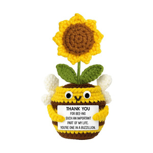 Hand-<strong>knitted</strong> Plush <strong>Frog</strong>, Bee, Sunflower Potted Plant, Wool Crochet Finished Product - Product Image 5