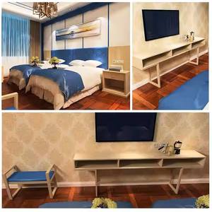 Juego de Dormitorio de Paneles de Madera Rentable, Muebles Modernos para Apartamentos de Hotel con Cama Doble, Estación de Trabajo y Mesita de Noche - Product Image 4