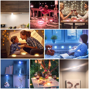 Luces <span class=keywords><strong>LED</strong></span> RGB en Paquete de 6, con Control Remoto, Funcionan con Batería, <span class=keywords><strong>para</strong></span> <span class=keywords><strong>Armarios</strong></span>, Paredes y Gabinetes, Venta Caliente en AMZ - Product Image 4
