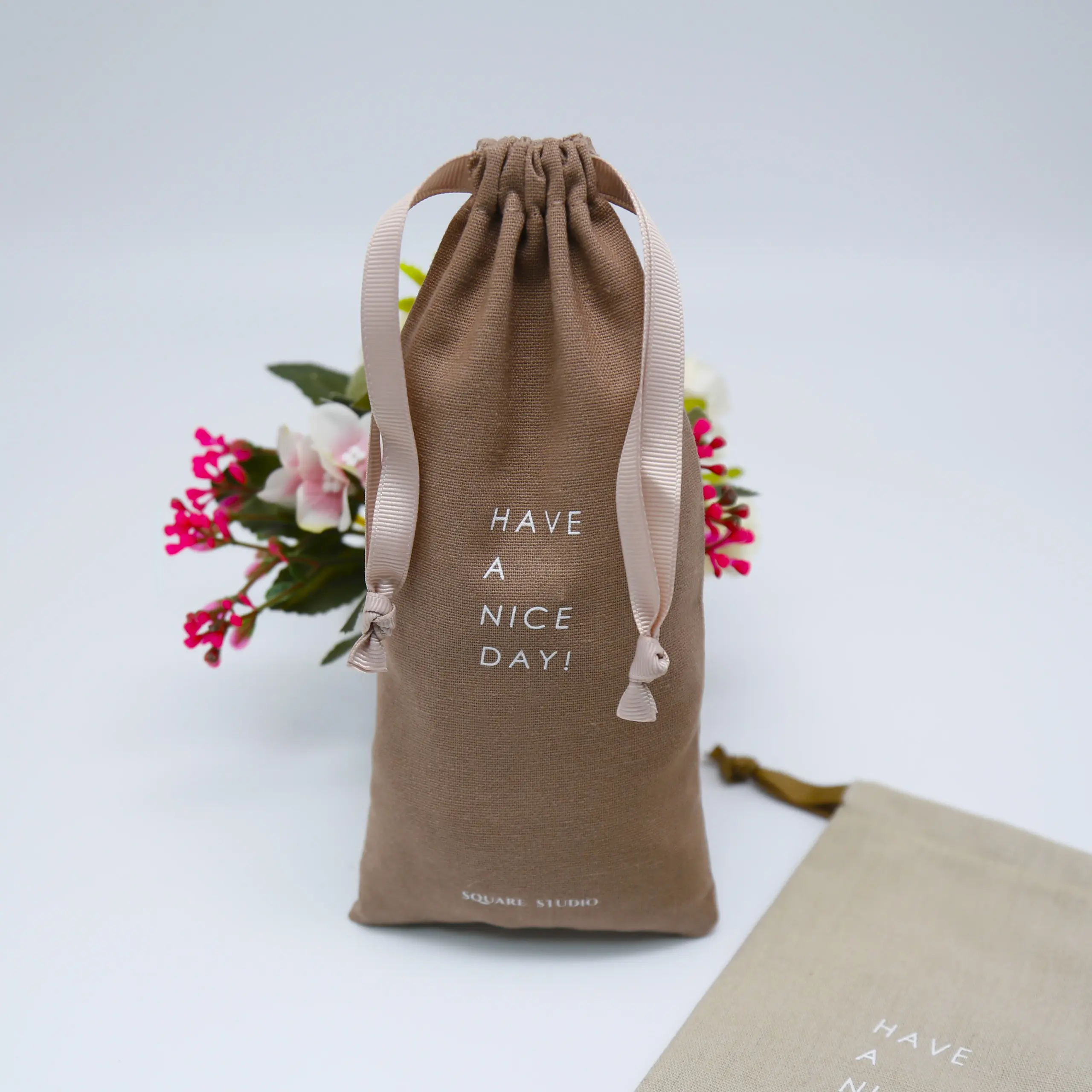 Cotton Bag Custom Cotton Linen Recycled Drawstring Cotton Pouch Gift Packaging Bag