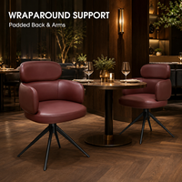 Tables et chaises de restaurant, ensemble de sièges pivotants contemporains avec colonne cannelée pour une utilisation toute la journée dans une salle à manger et un jardin