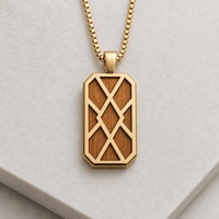 Collier en bois pour homme, 3 styles, pendentif en acier inoxydable avec bois de rose et bois noir, chaîne maille forçat, cadeau pour lui, logo personnalisé