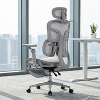 Chaise de bureau de direction de luxe avec cadre chromé, tissu gris, pivotante, pour bureau à domicile, appui-tête réglable 4D, accoudoirs 6D, rembourrage doux