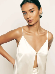 Abbigliamento di marca di lusso in raso lucido in seta 2 pezzi Set pigiama da donna canotte da notte da donna con gamba <span class=keywords><strong>larga</strong></span> Set di pantaloni lunghi larghi - Product Image 5