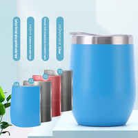 Tasses à vin incassables thermo thermiques personnalisées de 12oz, œuf et bière, promotion créative, tasse à café colorée à double paroi avec couvercle
