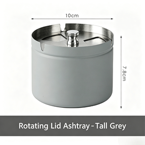 Modern Minimalist Custom Logo Stainless Steel Eco-Friendly Desktop Ashtray Rotating Windproof <b>Lid</b> Multiple Colors Smoke - Product Image 3