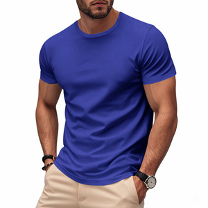 T-shirt Homme Séchage <span class=keywords><strong>Rapide</strong></span> 95% Polyester 5% Spandex Maille Tricotée Unie Coupe Ample Prêt à Porter Été En Stock - Product Image 2