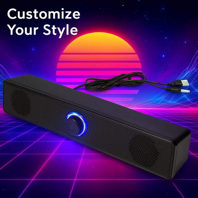 OEM/ODM 2026 HOT Home Theater Sound System 4D Surround Soundbar Blue Light Computer Speaker for TV Subwoofer Stereo Music Box