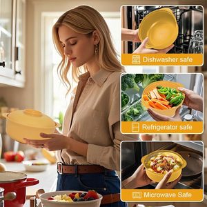 <b>Plastic</b> Food Grade Sustainable Snack Box <b>Lid</b> Fresh-Keeping Kitchen <b>Container</b> for Yogurt Salad Modern Food <b>Container</b> - Product Image 6