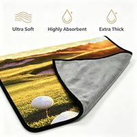 Serviette de golf épaisse avec motif de football sublimé, grise, douce et absorbante, pour club de golf