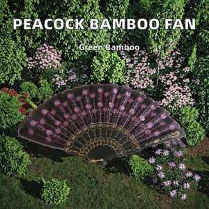 Nuevo Abanico Plegable Ecológico Estilo Gitano Europeo, Multicolor, de Bambú con Diseño de Pavo Real para Fiestas - Product Image 2