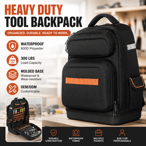 Mochila Profesional para Herramientas para Electricistas y Contratistas, Bolsa de Herramientas Impermeable 600D con Base Rígida Moldeada, Organizador de Herramientas con Múltiples Bolsillos - Product Image 1
