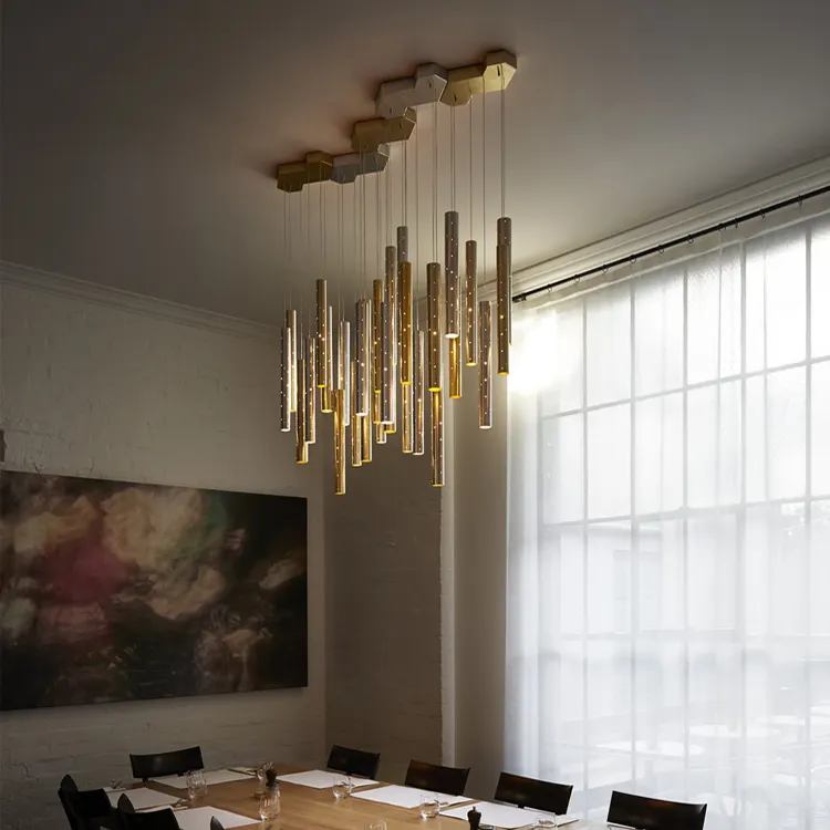 Modern Simple Stainless Steel Dining Room Lights Above Table Art Decora Pendant Lights Chandelier