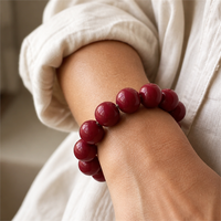 Bracelet en perles de verre rouge rubis faites à la main, imitation pierre d'agate, bijoux pour femmes, vente en gros