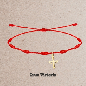 Bracciale 7 nodi con bracciale in acciaio color oro con croce vittoria - Product Image 2