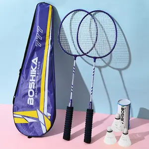 Boshika raket Badminton portabel ringan, raket Badminton buatan Cina, asli ringan dengan tas raket bulutangkis
