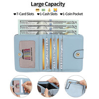 Dompet Mini Kulit PU Biru Muda Modis untuk Pria, Dompet Koin dengan Ritsleting, Tempat Kartu Pria, Tas Dompet untuk Pria, Tas Clutch
