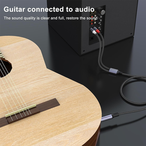 <span class=keywords><strong>Cable</strong></span> RCA de Alta Calidad para Audio de Coche, Chapado en Oro, Trenzado de Nailon, OFC, 6.35 mm, 1 Macho a 2 RCA Macho, Venta al por Mayor de Fábrica - Product Image 2