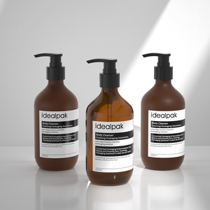 Bán buôn 500ml hổ phách Chai nhựa PET rỗng Lotion container cho xà phòng lỏng chai dầu gội đầu - Product Image 1