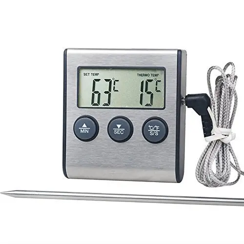 DD1069 Alarm Food Thermometer Timers Backlight Baking BBQ Kitchen Timer Waterproof Digital Meat Thermometer for Cooking