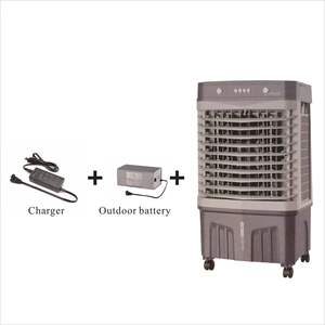 พัดลมทำความเย็นพลังงานแสงอาทิตย์แบบพกพา 12V 24V เครื่องปรับอากาศแบบระเหยน้ำรุ่นใหม่ ทำจากพลาสติก และเครื่องทำความเย็น - Product Image 4