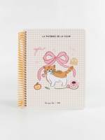 Carnet de notes A5 personnalisé à motif chat, reliure spirale, couverture rigide rose mignon, 100 feuilles, cadeau pour filles